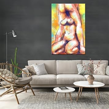 Sexy Couple Bedroom Wall Decorations, Abstract Erotic Posters, Sexy Men and Women Oil Paintings, Art Prints, Canvas Sexy Artworks, Bar and Hotel Wall Decorations with Frames That Can Be Hung Directly. (Framed,28x40inch)