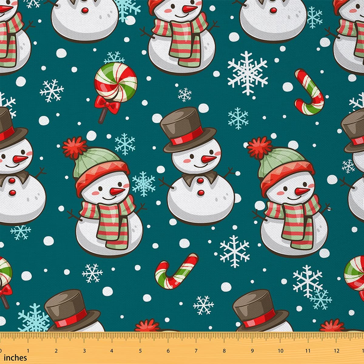Cute Snowman Outdoor Fabric by The Yard,Christmas Theme New Year Ornament Fabric by The Yard for Teens Adults Craft Lover,Snow Winter Upholstery Fabric for Clothing Quilting Sewing,1 Yard โ image 1