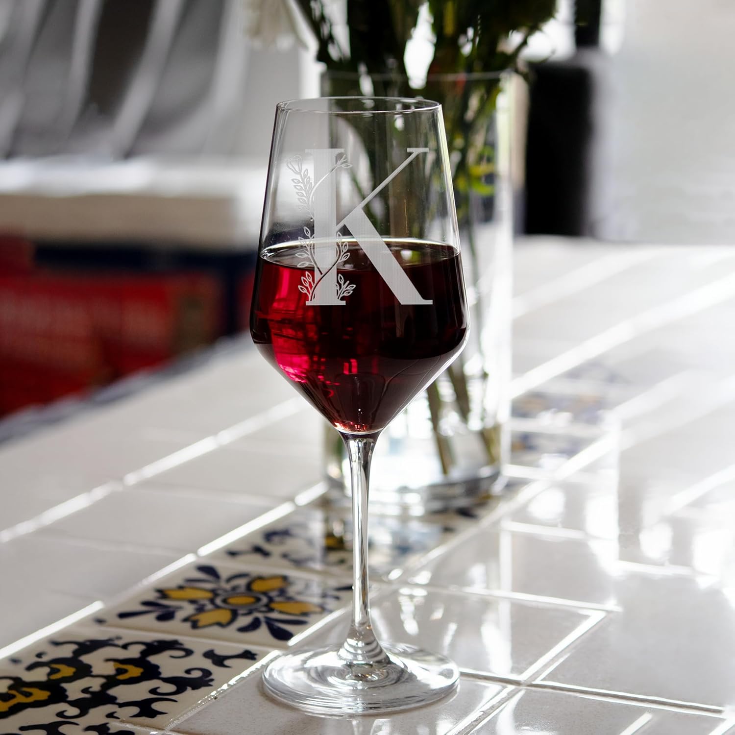 Personalized Wine Glass, Initial Monogrammed A-Z Crystal Wine Glass, Customized Gift for Women Her Mom Friend Sister Wife Bridesmaid Nurse, Unique Christmas Birthday Gifts (K) - Image 6