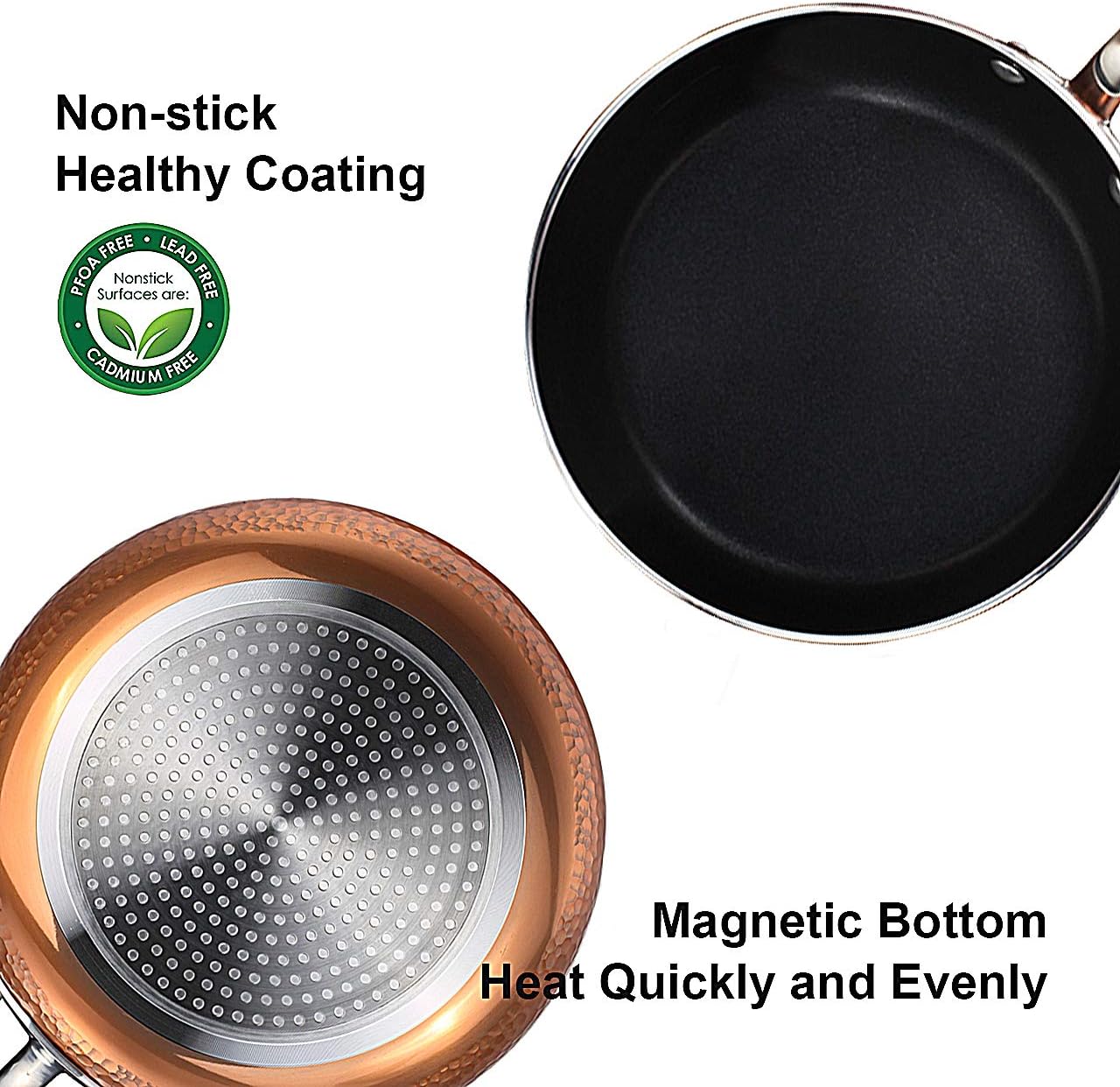 Best Cyber Monday 🔥 COOKSMARK 10 Piece Hammered Copper Cookware Set with Nonstick Coating, Induction Pots and Pans Set Dishwasher Safe