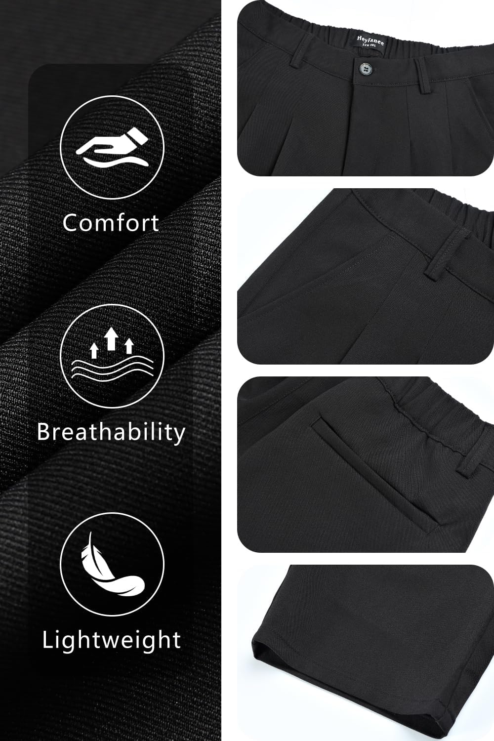 Heyfanee Mens Casual Pants Loose Fit Slacks for Men with Belt Loops - Image 5