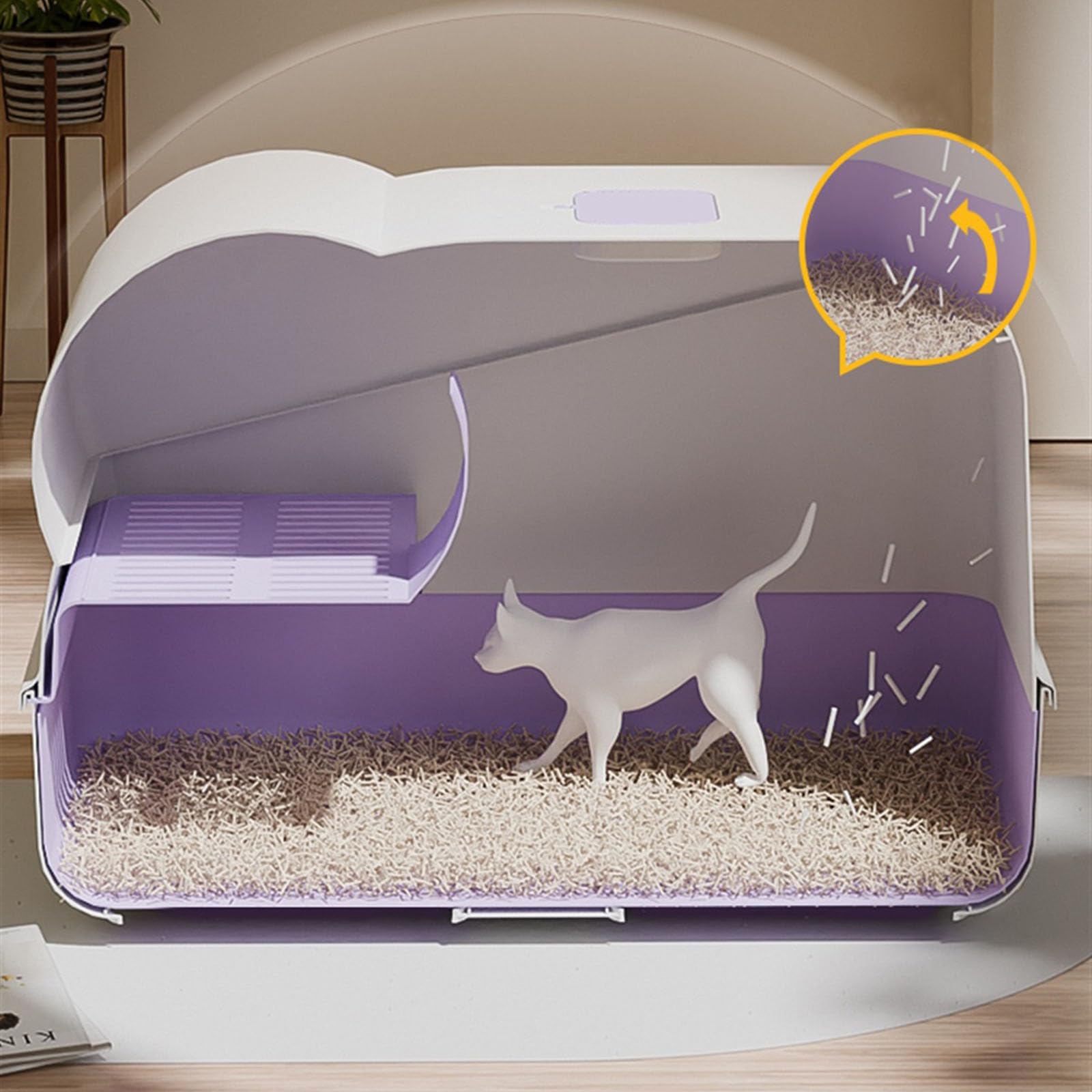 Exclusivo para Gatos y Perros Bandeja for Arena for Gatos con Tapa y Pala for, Caja de Extragrande, Completamente Cerrada a Prueba Salpicaduras for pequeños Grandes para Interiores(Grey)