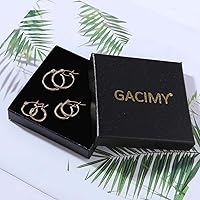 Vista 7 de Gacimy Aretes de aro de oro para mujer chapados en oro real de 14 quilates con poste de plata de ley 925