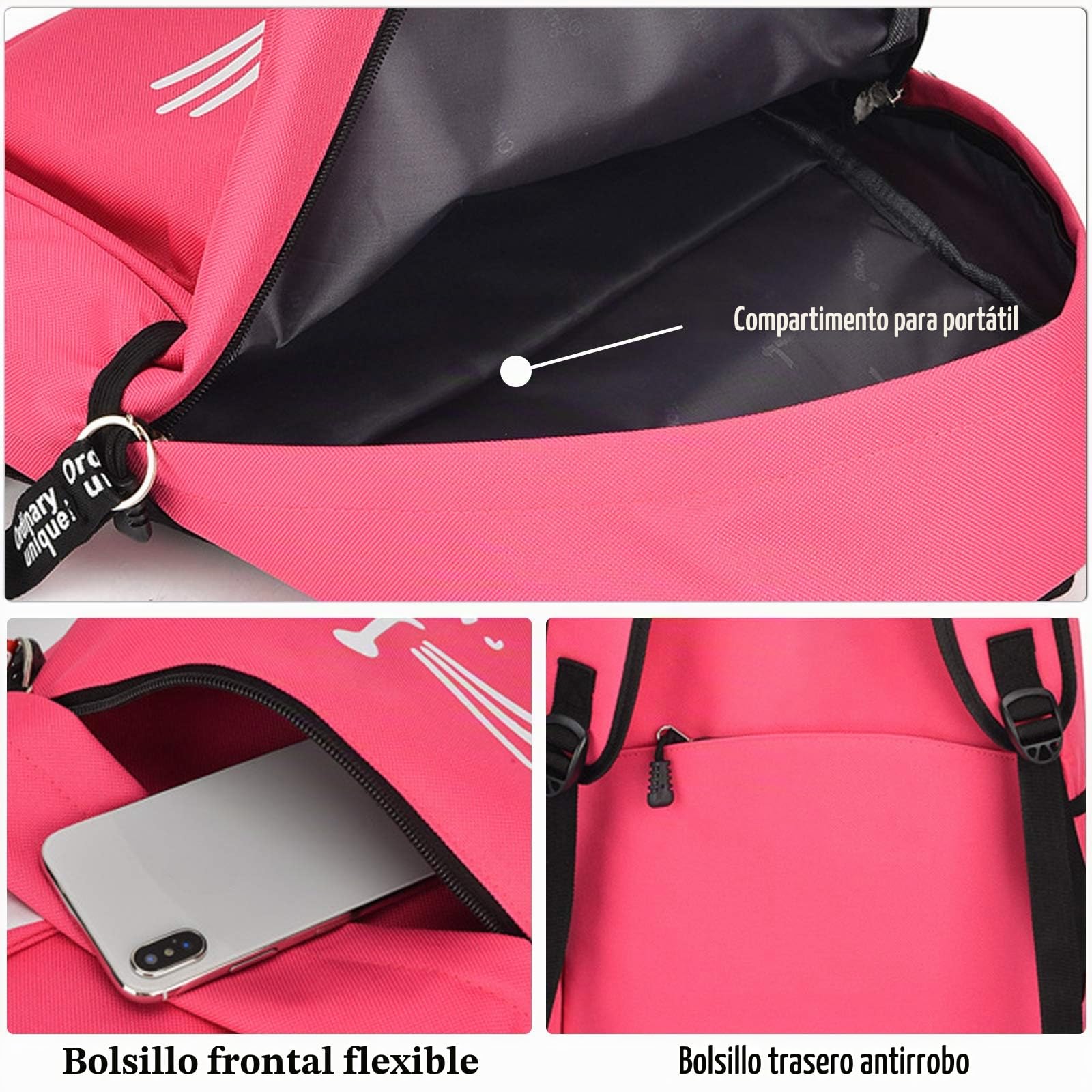 FANDARE Mochila Adolescente Casual Paño Oxford Duradera para Escuela y Viajes Púrpura