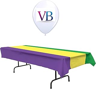 ValueBalloon Mardi Gras Plastic Table Cover 54â€ X 108â€ Purple Green Yellow Birthday Party Decorations Supplies