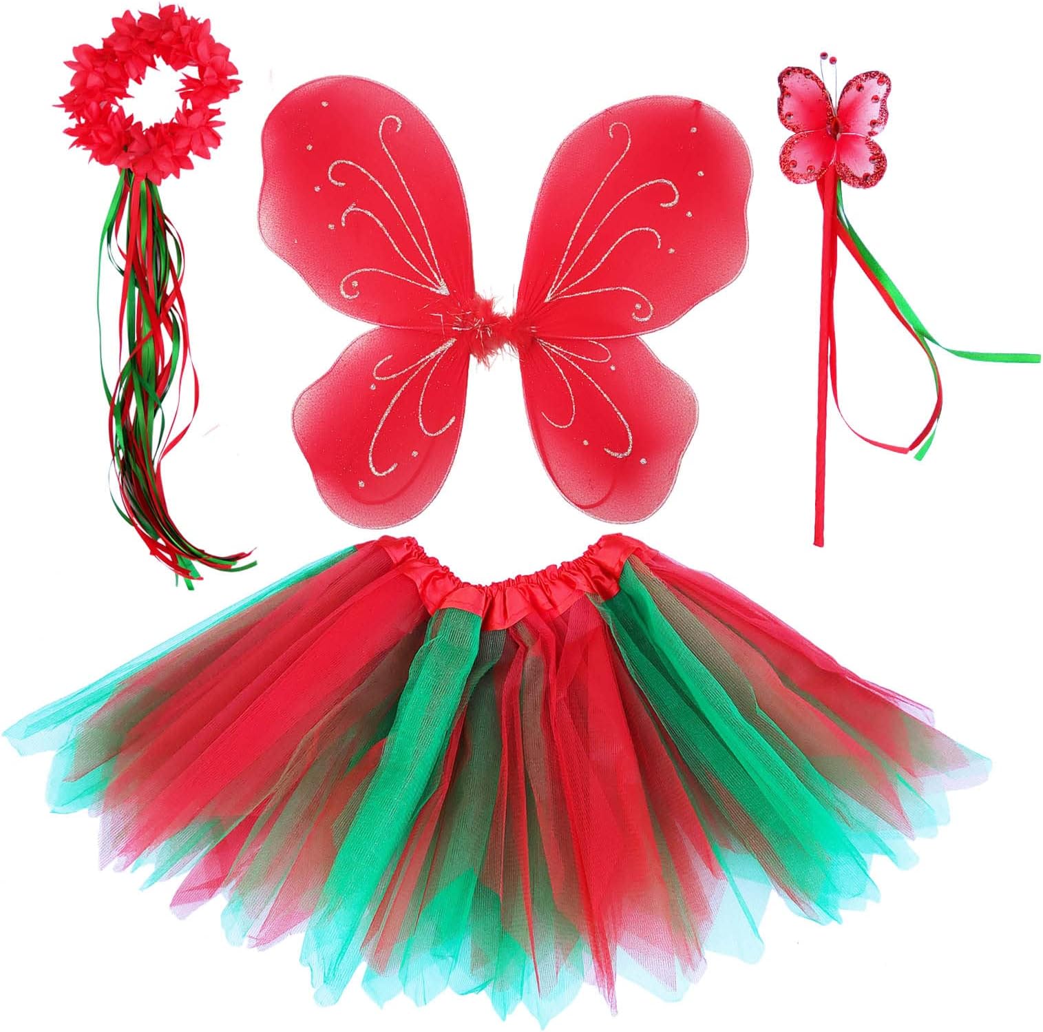 Danballto Girls White Fairy Wings Wand for Birthday Party Set Costume