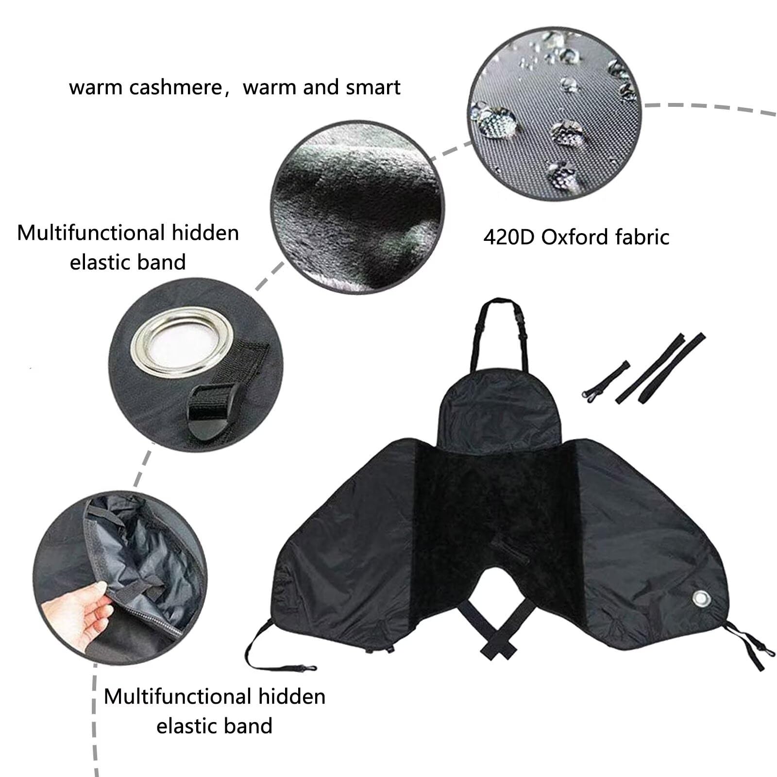 coprigambe scooter Compatibile con Piaggio Liberty 125,per mantenere le gambe calde, con pile di cotone incorporato e tasca portaoggetti(Black)