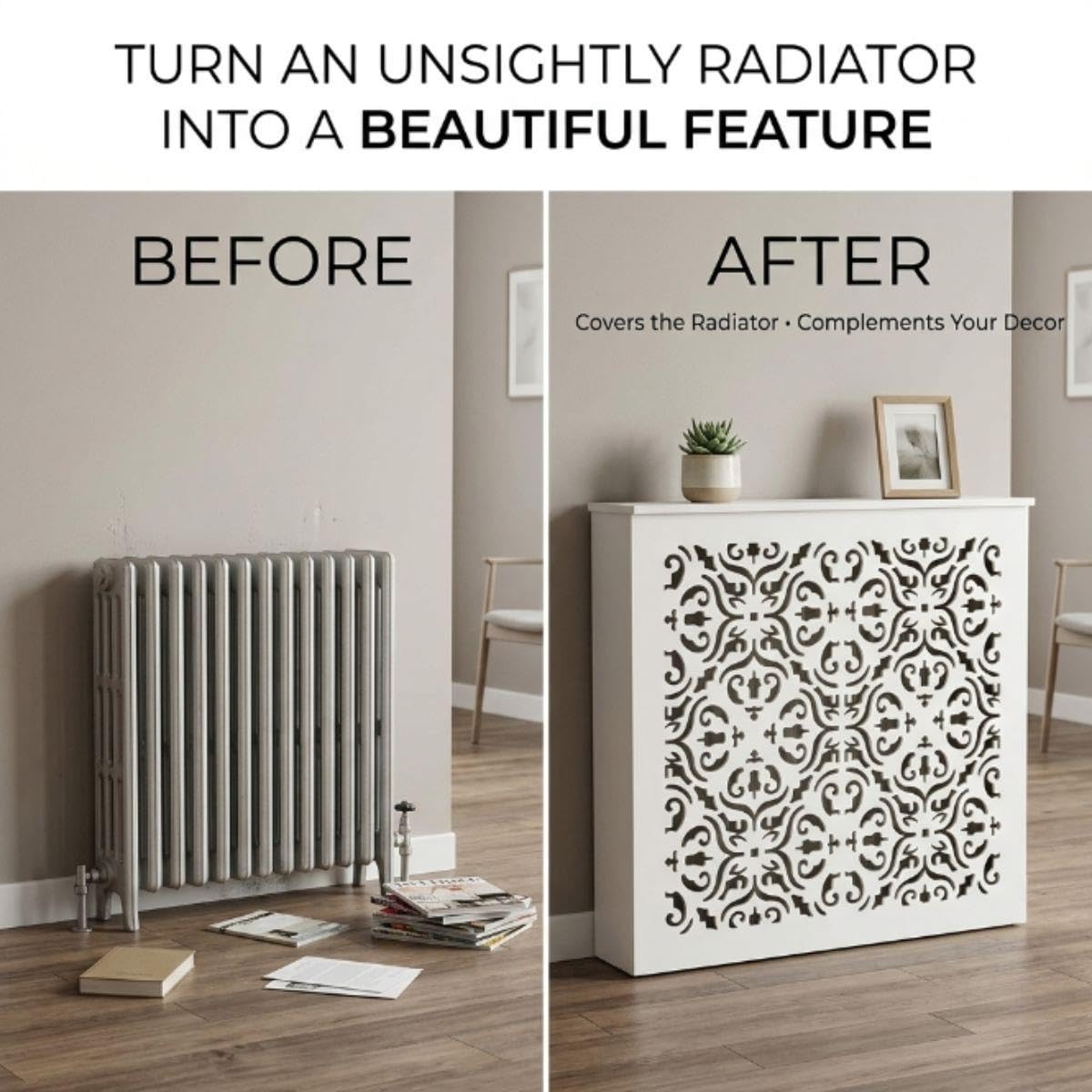 Copertura del Radiatore con Doghe e Mensola per Termosifone in Legno