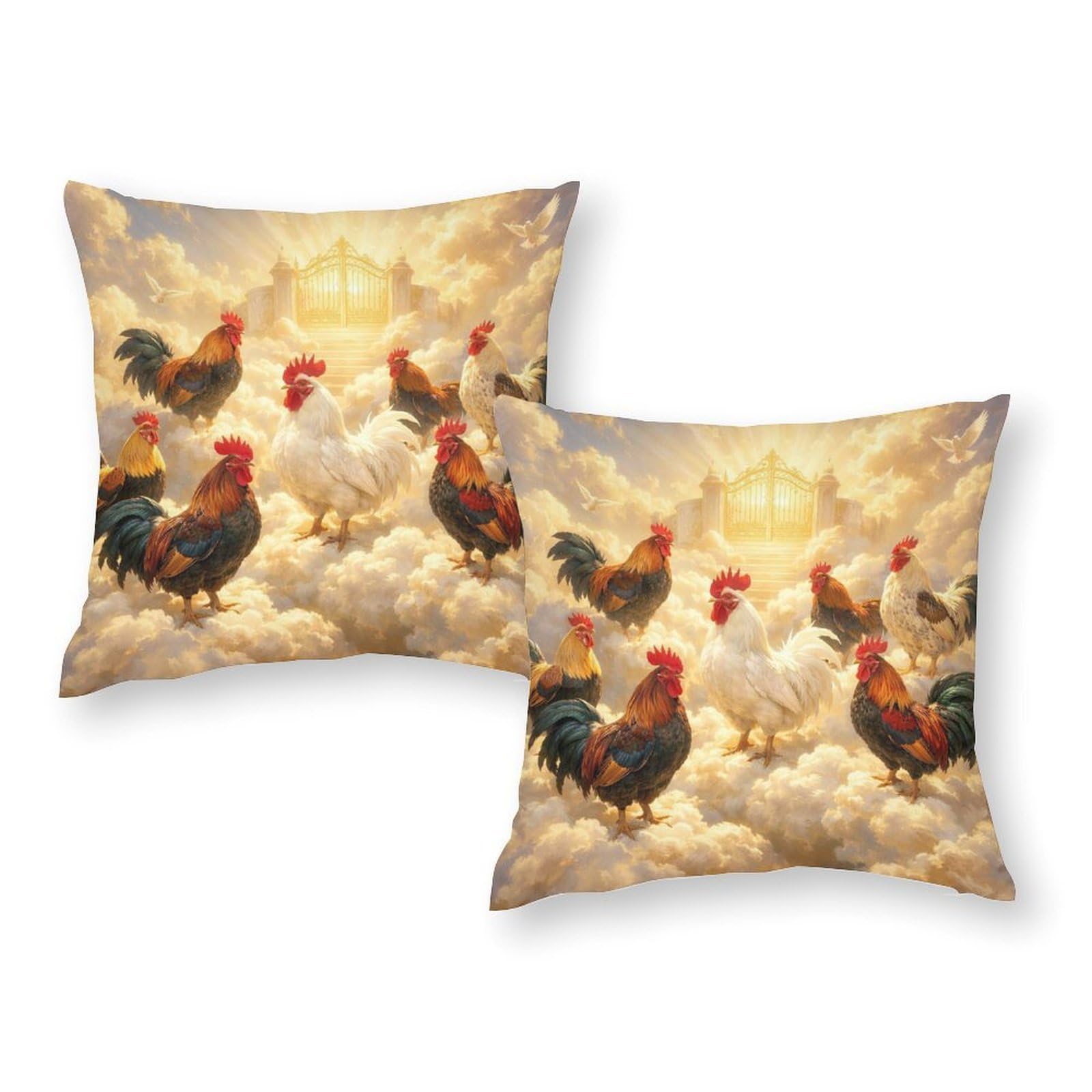 Taie d'oreiller Noël Coqs célestes 50x50 cm pour canapé