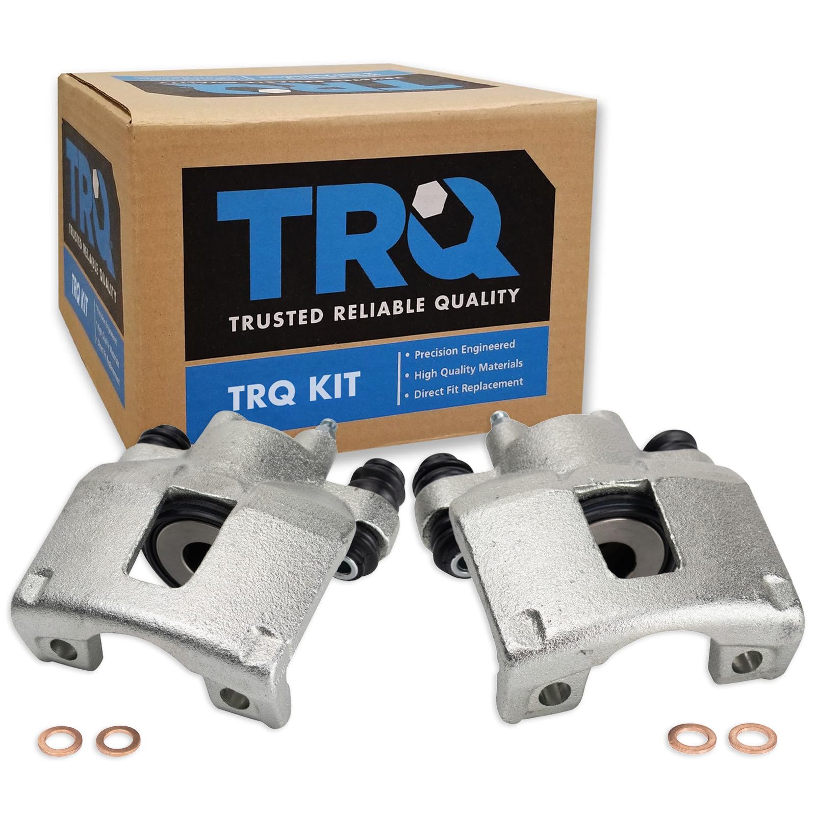 TRQ Rear Driver and Passenger Side Brake Caliper Set Caliper Brackets