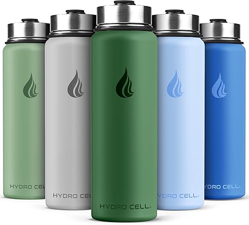Miniatura 142 de HYDRO CELL Botella de agua aislada de acero inoxidable con pajilla, para bebidas frías y calientes, frasco de vacío de metal con tapa de rosca y