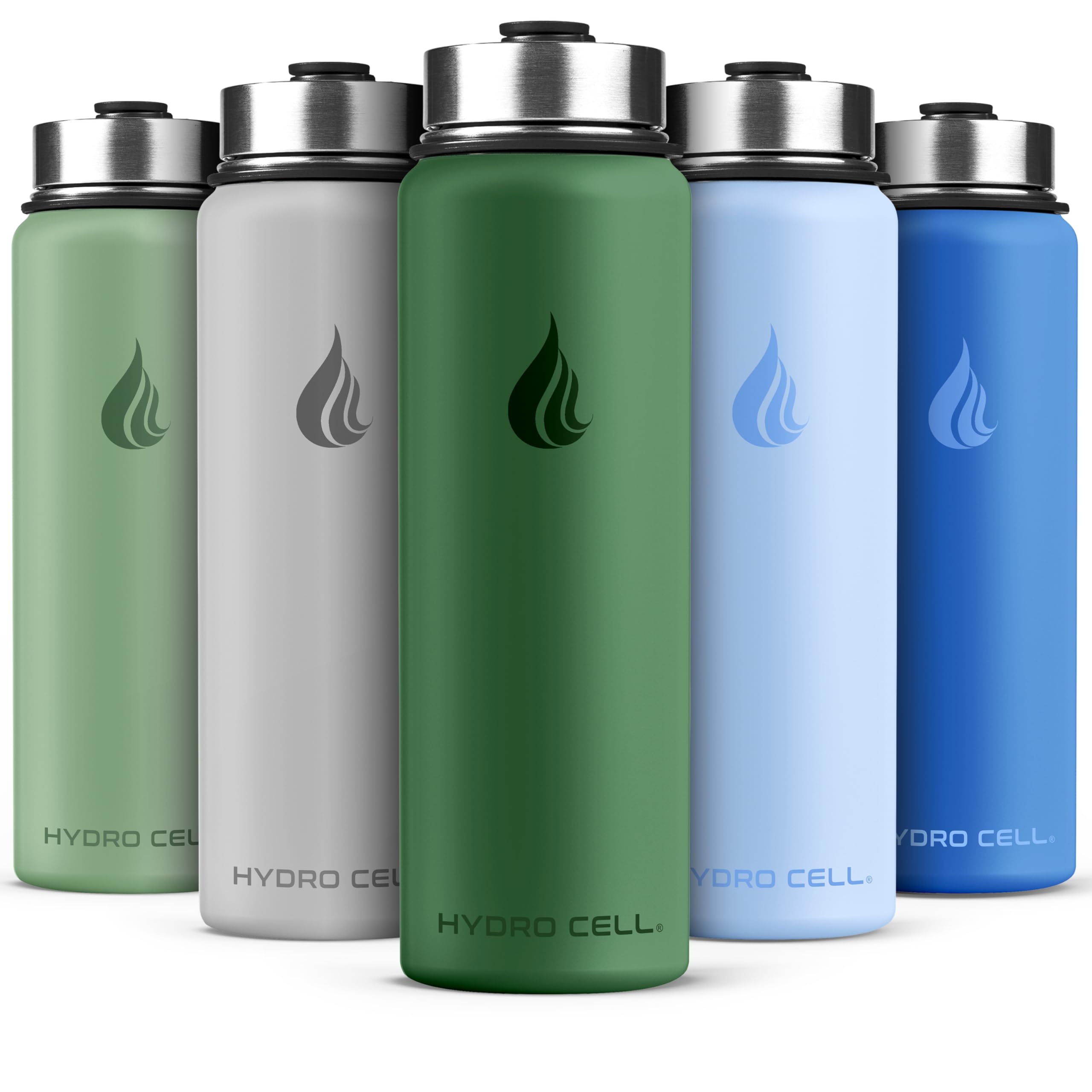 HYDRO CELL Stainless Steel Insulated Water Bottle with Straw - For Cold & Hot Drinks - Metal Vacuum Flask with Screw Cap and Modern Leakproof Sport