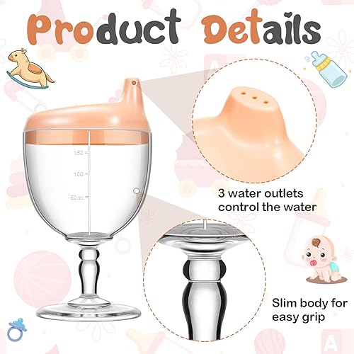 Miniatura 3 de Lallisa Paquete de 2 vasos para beber de vino para bebé, resistentes a derrames, para niños pequeños, diseño de copas de vino, copa de vino de