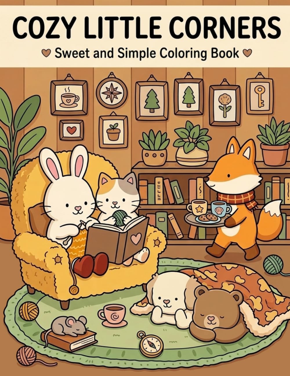 Cozy Little Corners: Sweet and Simple Coloring Book: A Heartwarming Escape Featuring Adorable Woodland Friends, Peaceful Home Scenes, and Relaxing Hobbies for All Ages