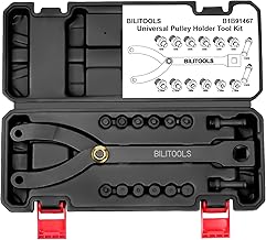 BILITOOLS 15PCS Universal Pulley Holder Tool Kit, 1/2-inch drive ratchet Adjustable Spanner Wrench with Variable Pins 3.5mm, 4mm, 4.5mm, 5mm, 6mm, 6.5mm and 10mm fits Camshaft pulleys.