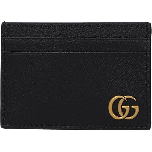 Gucci Men’s GG Marmont Leather Money Clip & Card Case – Style 436022 DJ20T 1000 – Black Calfskin, Double G Logo, Made in Italy
