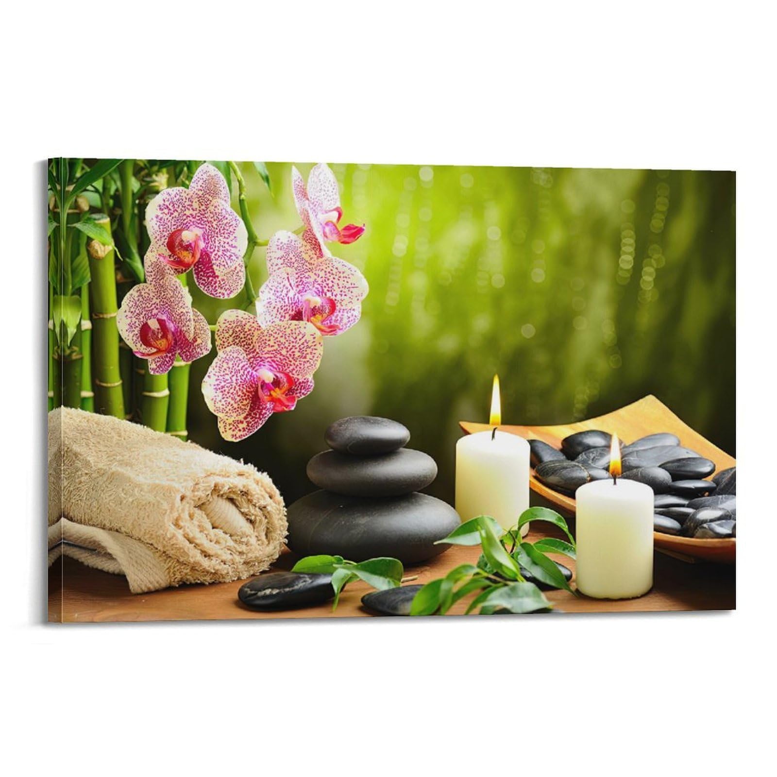 ZSZWHJ Zen Stones Poster Tranquil Spa Escape Poster Decorative Painting Canvas Wall Posters And Art Picture Print Modern Family Bedroom Decor Posters 20x30inch(50x75cm)