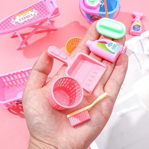 Miniatura 9 de SOTOGO 58 piezas de accesorios de decoración de casa de muñecas decoración de cocina mini nevera juguete juego de desayuno frutas bebidas postres