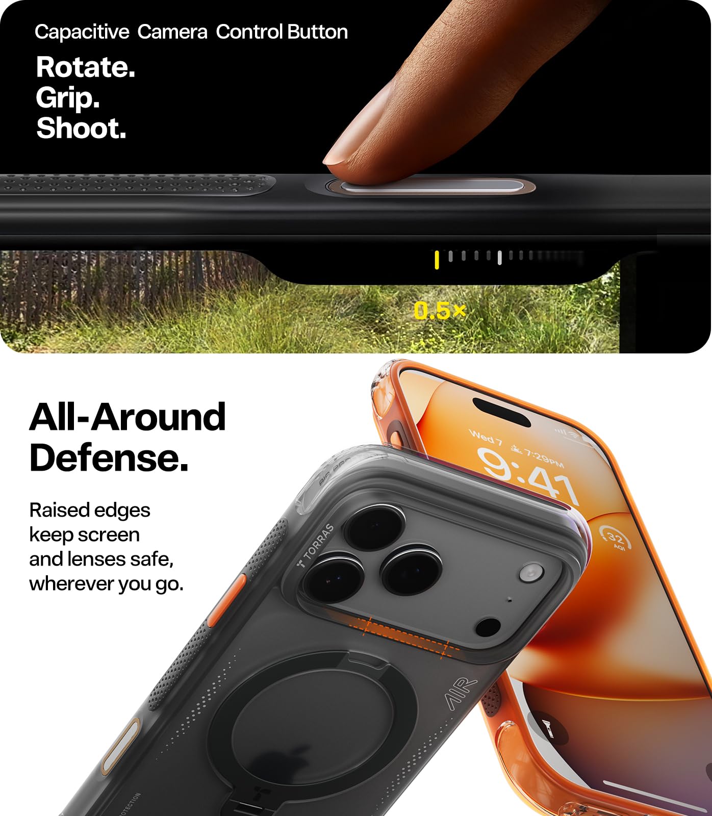 TORRAS Capa Ostand Q3 Air para iPhone 17 Pro Max com suporte