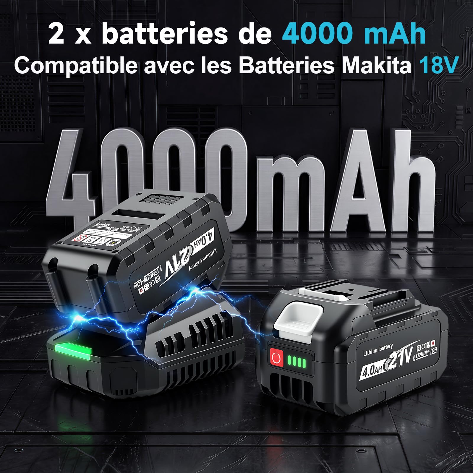 YEARTOP 21V Clé à Choc Sans Fil Desserrage 1000 Nm pour Changement de Pneus