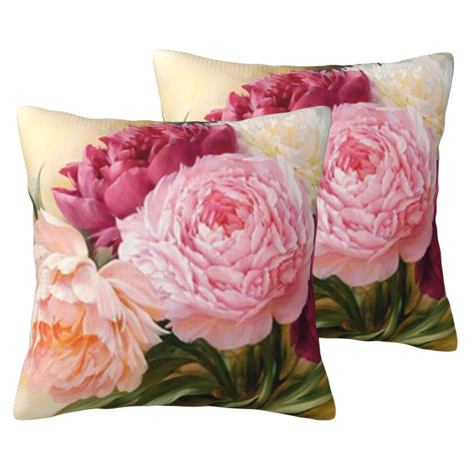 Housses de coussin en lin imitation pivoine : le lot de 2 idéal pour décorer votre salon