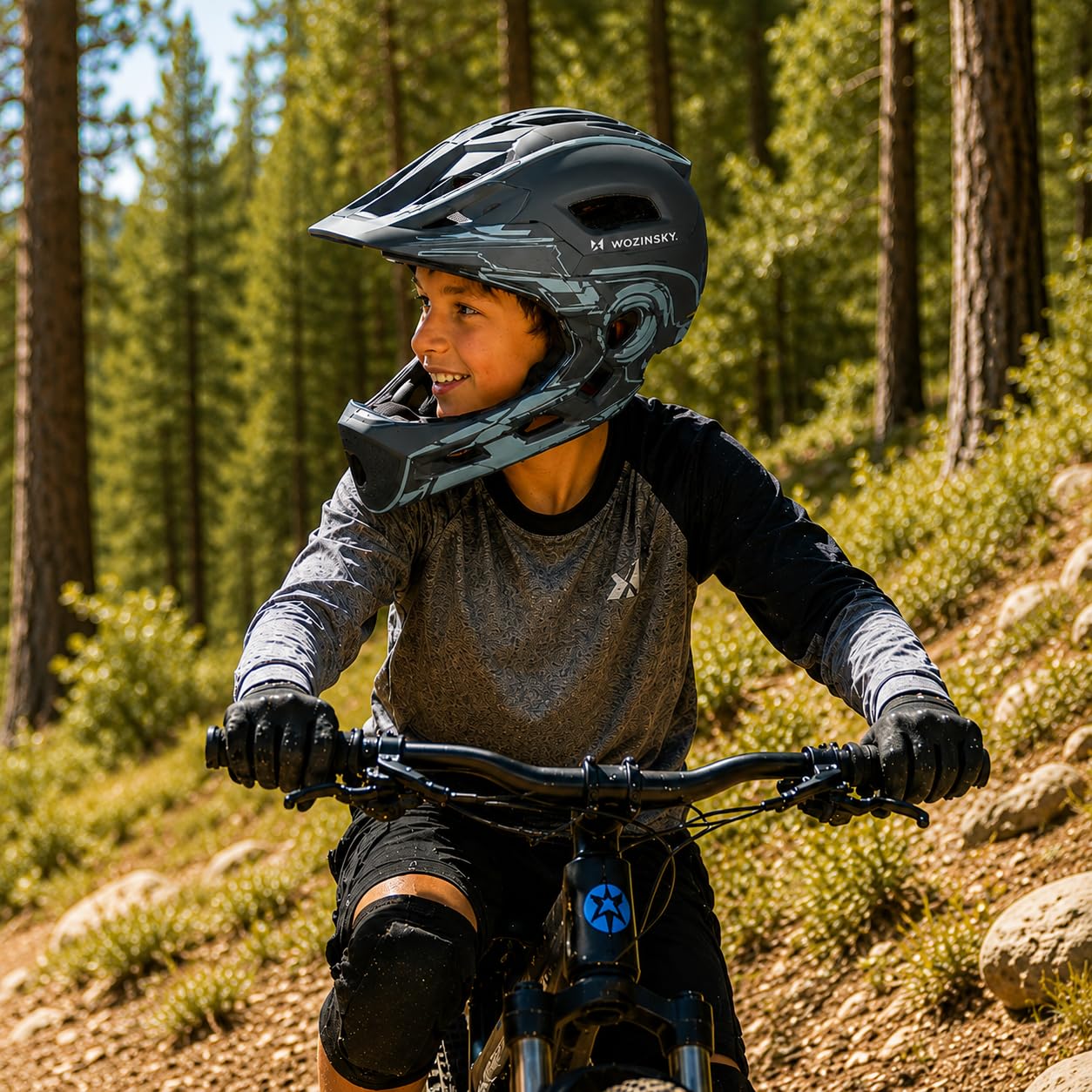 Fullface Kinderhelm MTB Fahrradhelm Helm für Radfahren Wozinsky Größe S 52-56 cm