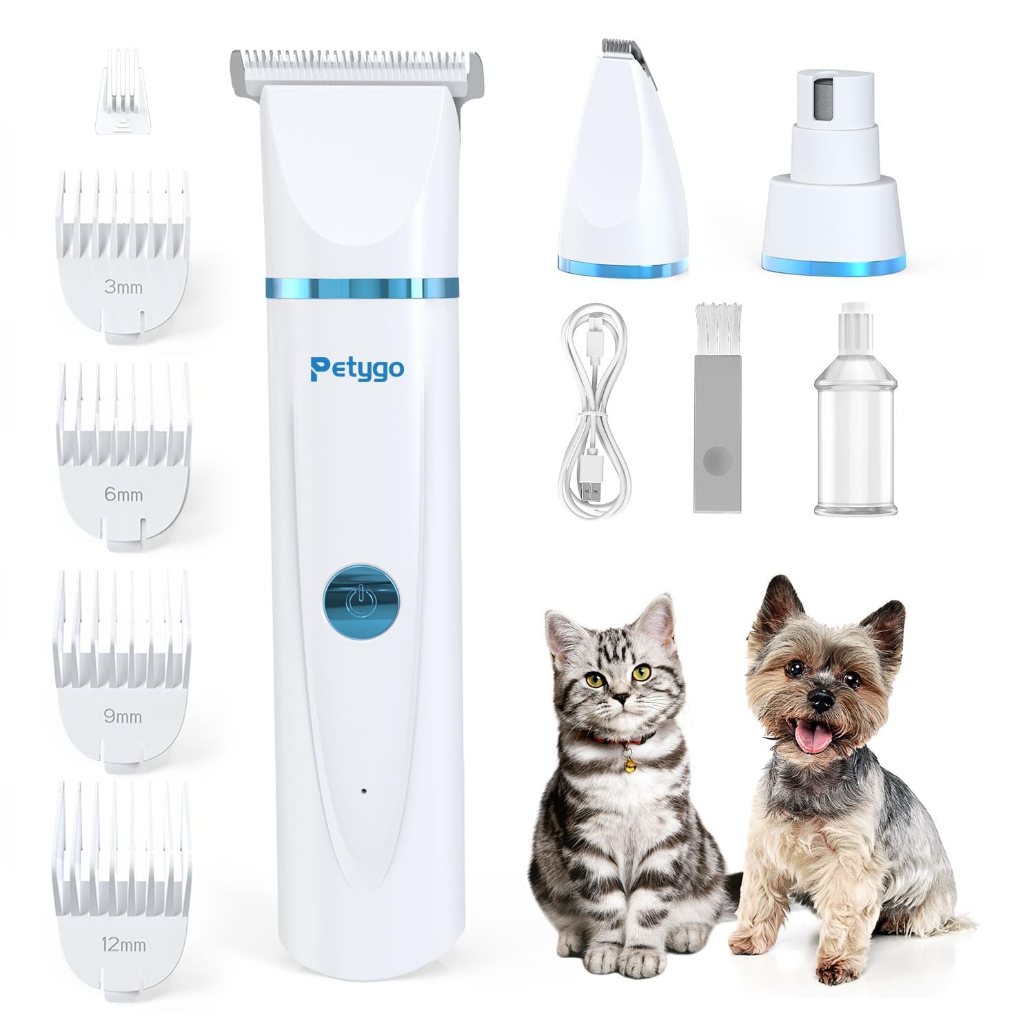 Kit de aseo para perros, cortaúñas inalámbrico de bajo ruido, recargable, para perros, gatos, mascotas