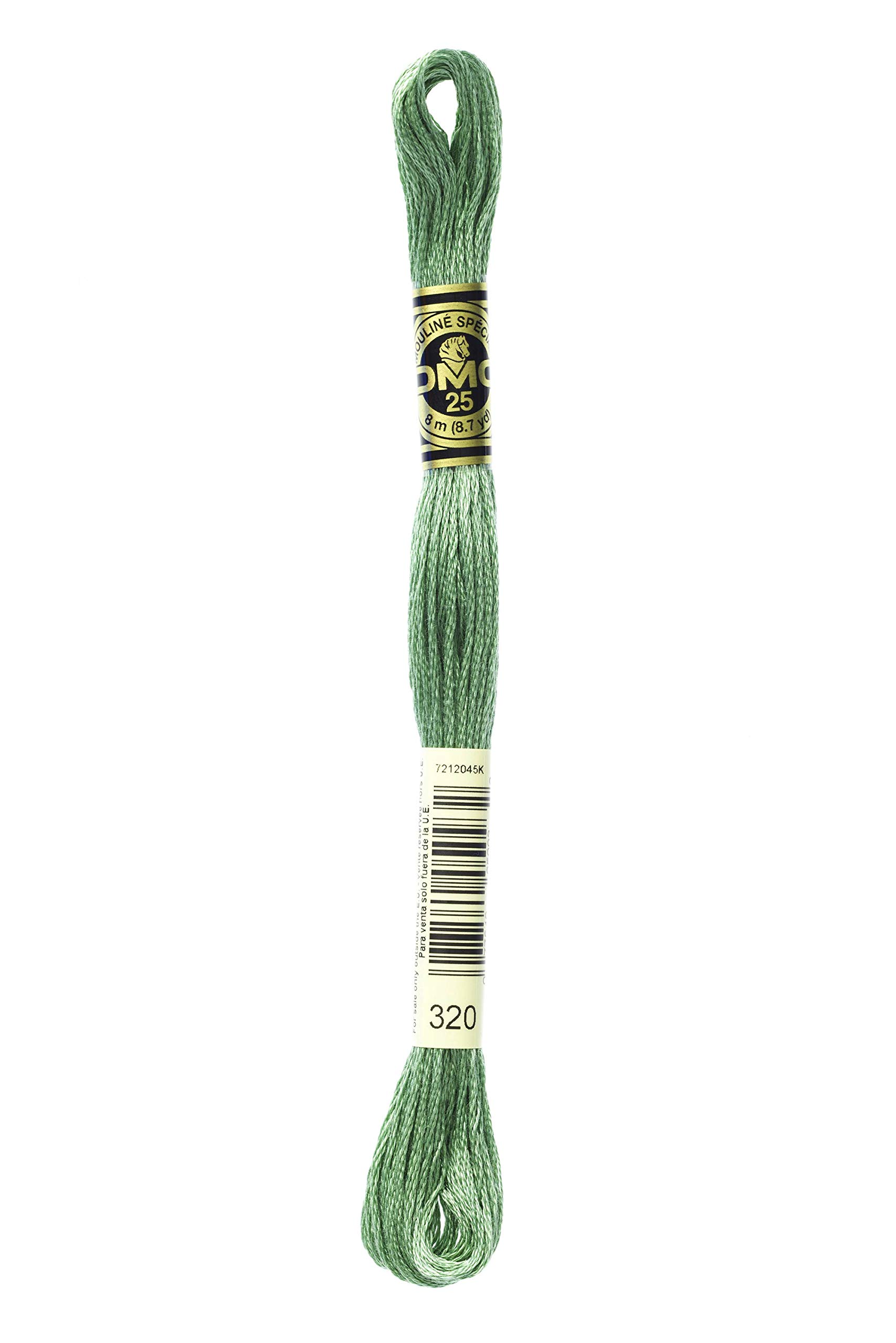 DMC 117-320 Mouline Stranded Cotton Six Strand Embroidery Floss Thread, Medium Pistachio Green, 8.7-Yard