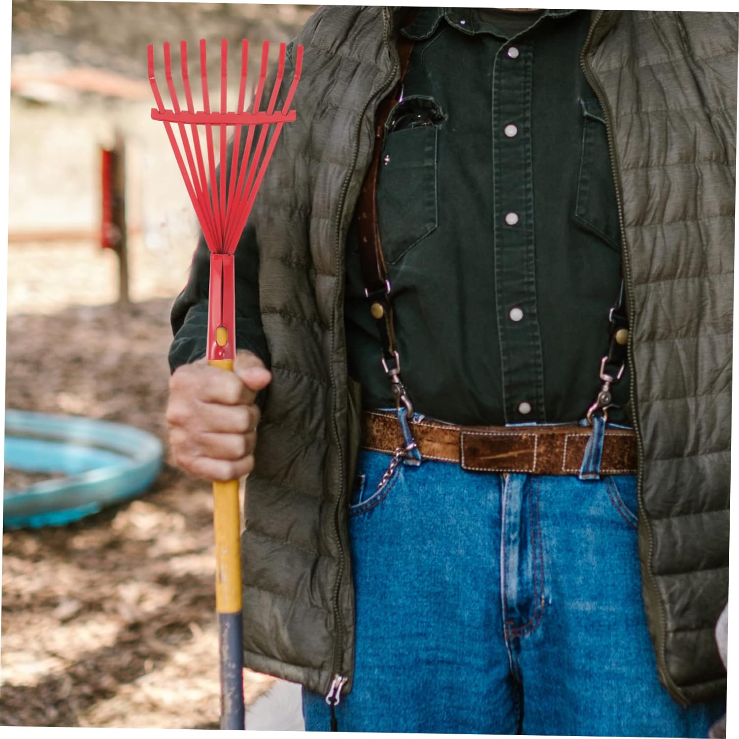High-Carbon Metal Leaf Rake for Lawn and Garden 24-Inch Wide Rake No Handle for Gathering Fallen Leaves and Loosening Soil image 3