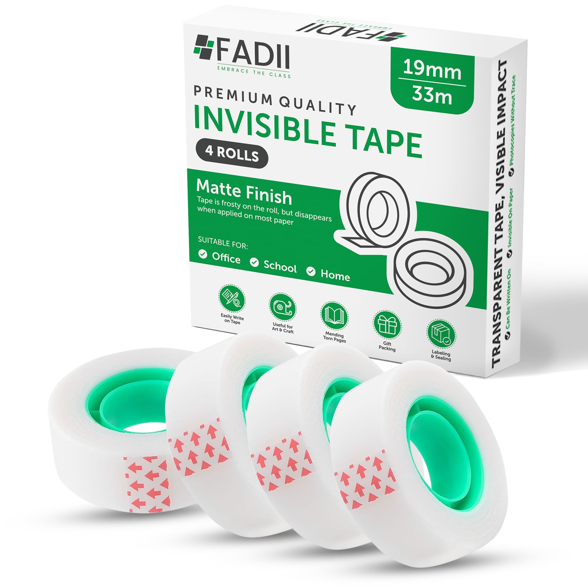 Magic Tape 4 Refill Rolls -19 mm x 33 m General Purpose Clear Wrapping Invisible Sticky Tape Adhesive Strips sellotape for Home Office Document Repair,Gift Packing, Labelling & Sealing