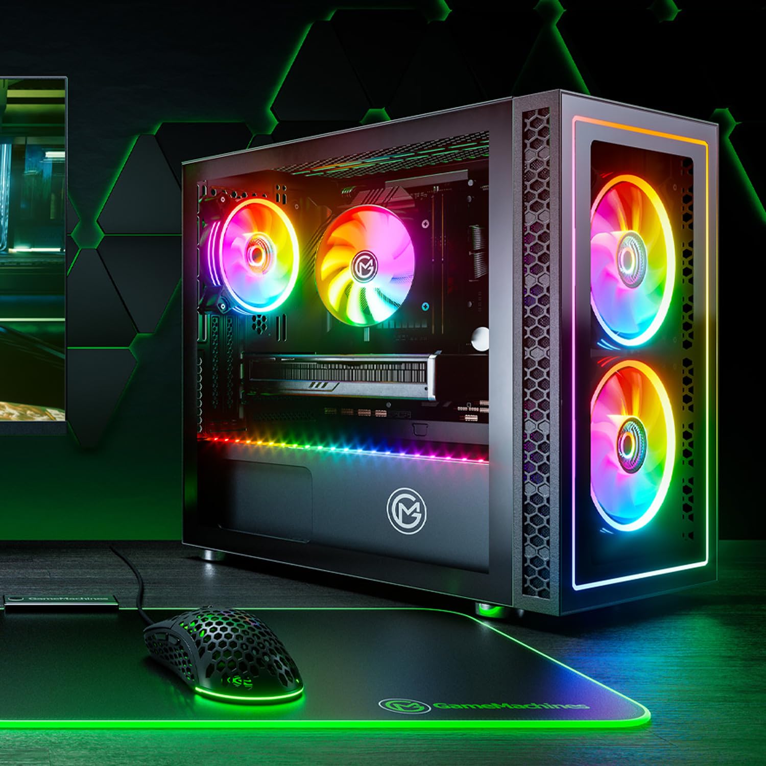 GameMachines Nova, mATX PC Gaming Gehäuse, inklusive 3 A-RGB Lüfter