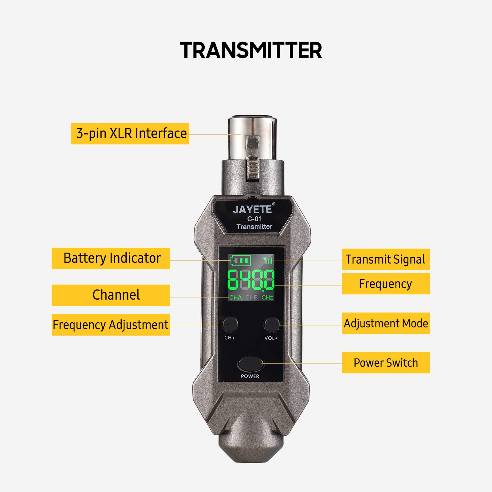 Btuty UHF Convertitore da microfono cablato a wireless Microfono Trasmettitore e ricevitore Compatibile con microfono dinamico/condensatore