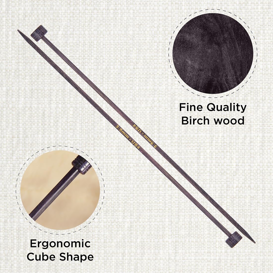 KnitPro J’Adore Cubics Single Pointed Needles 14" (35cm), Lavender, 3.50mm - Image 2
