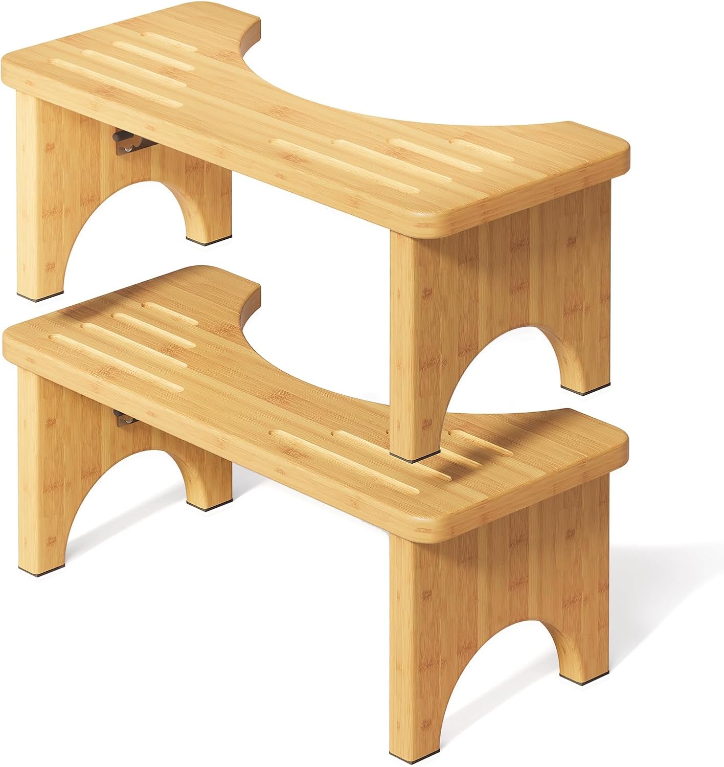 Osivaes 2 Pack Toilet Poop Stool Adult, Wood Squat Potty Stool for Adults, Foldable Bamboo Toilet Stool Squat for Travel Size, Wooden Toilet Bathroom Step, Portable for Pooping
