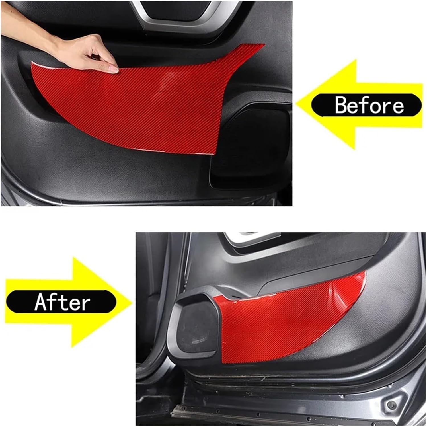 Compatible With 2016-2023 Nissan Titan Soft Carbon Fiber Car Styling Rear Door Kick Panel Sticker Car Interior Protection Accessories(Carbon fiber red)