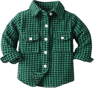 Kids Toddler Flannel Shirt Jacket Plaid Long Sleeve Lapel Button Down Shacket Baby Boys Girls Shirt Top Coat Outwear Toddler Girl Coats Winter Coat