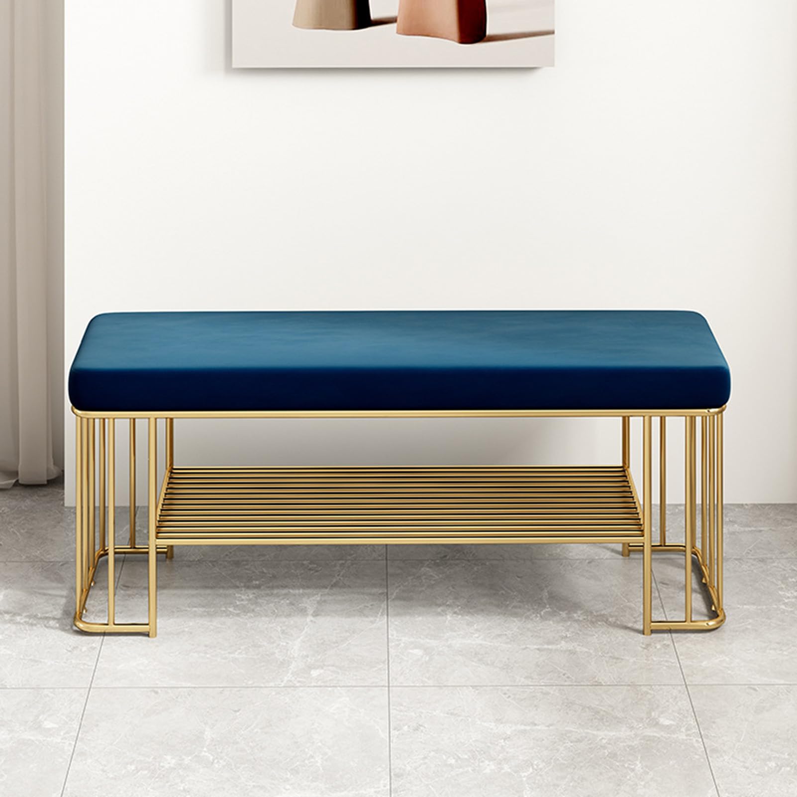 GHFXSCV Modern Velvet Upholstered Shoe Storage Bench - 2-Tier Entryway Shoe Rack for Hallway, Stylish Footwear nizer with Comfortable Seating, Ideal for Home Décor and Space Saving