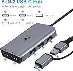 USB 3.0 à double HDMI Station d'arrimage pour Windows & macOS, USB C/USB 3.0 Adaptateur Ordinateur portable station d'accueil Dual Monitor HDMI Splitter pour MacBook Pro/Air/M1/M2/Mac, USB C Hub pour Dell/HP/Lenovo/Surface