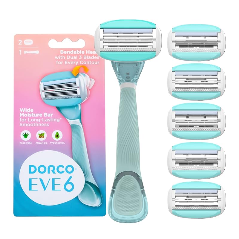 DORCO eve EVE6 aparelho de barbear feminino com cabo e 6 cartuchos