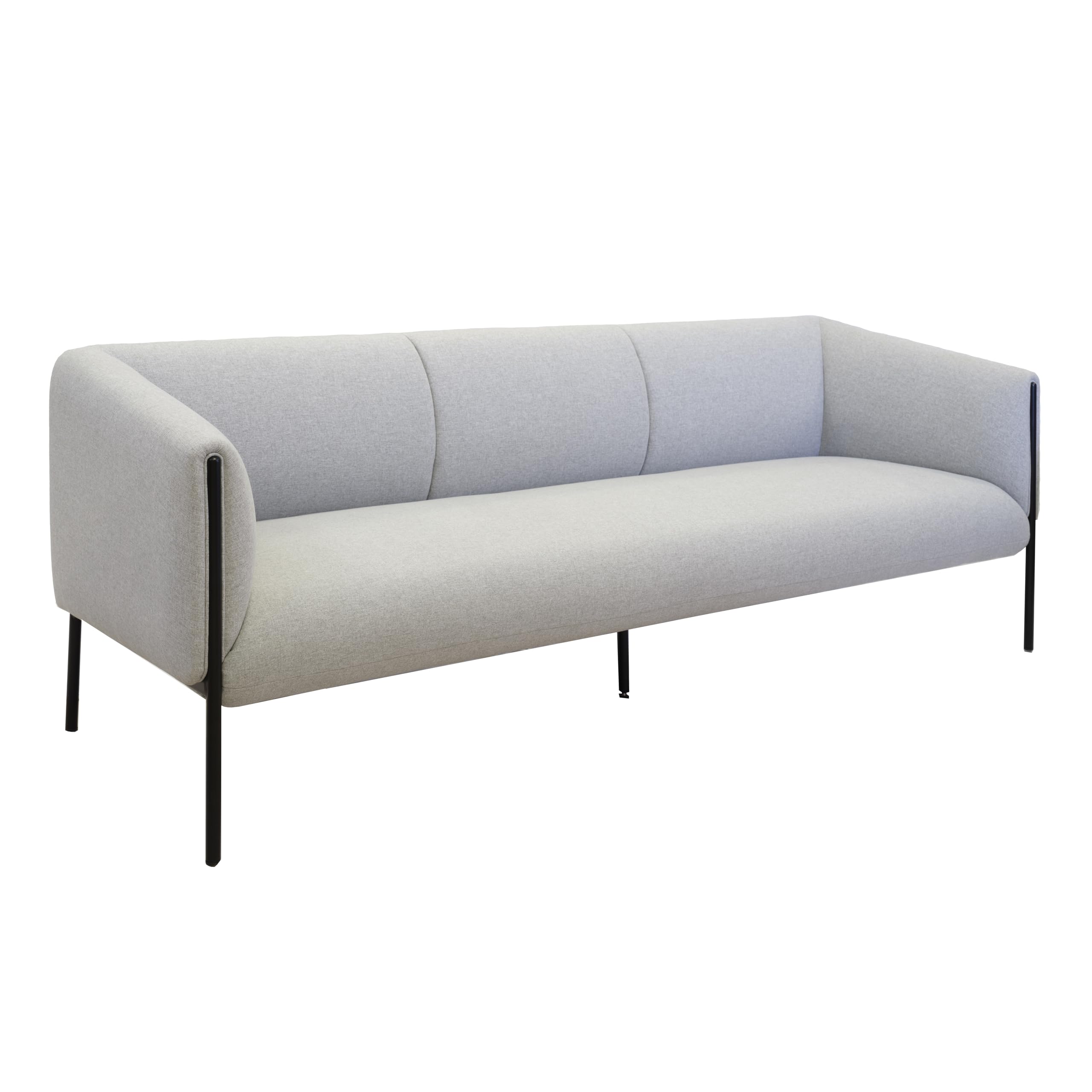 Office Hippo Curve Three Seater Sofa, High-Density Foam Seat, Steel Frame, 216 x 72 x 88.9 cm, Fabric, Grey