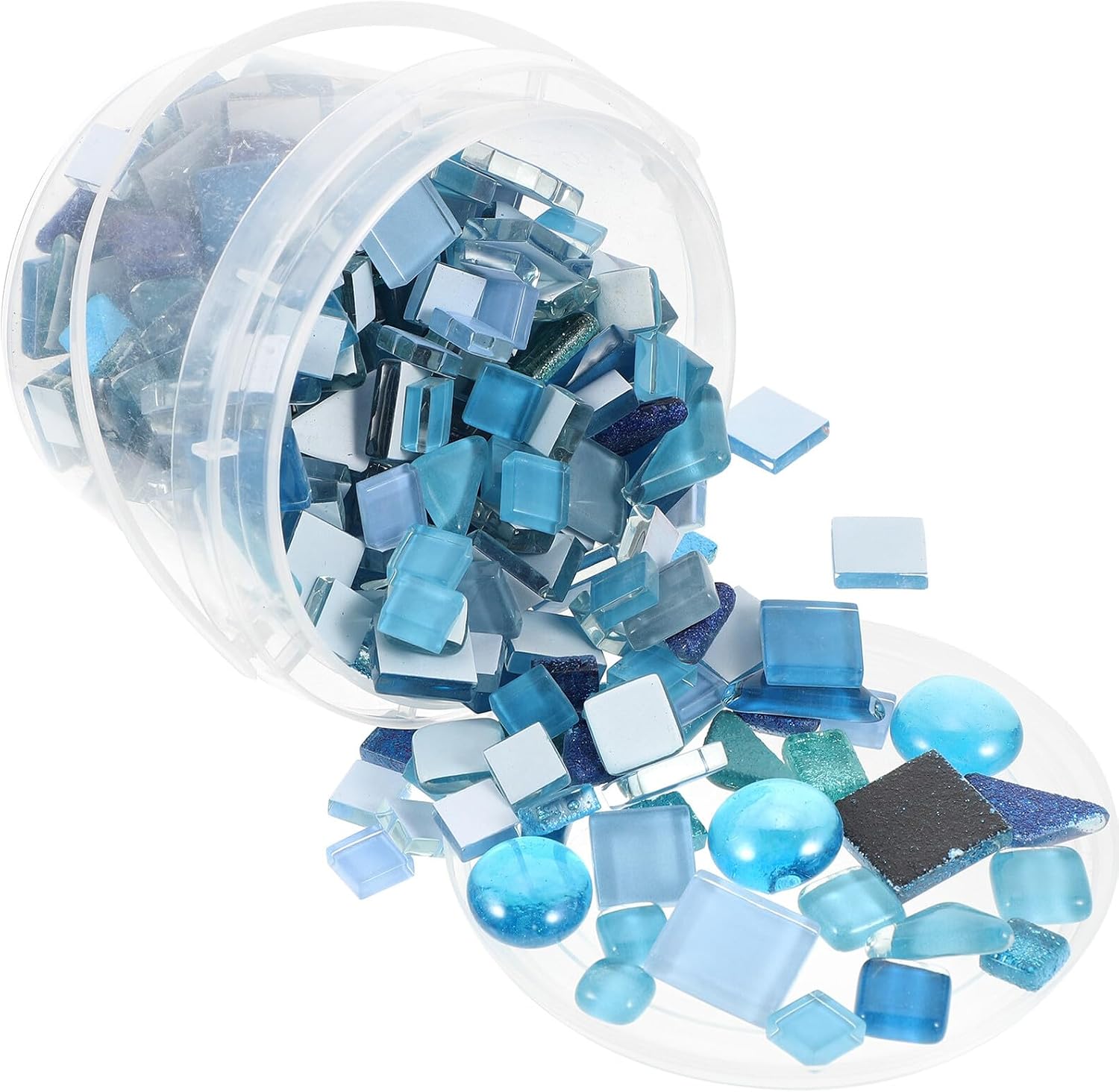 Bucket Mosaic Tiles DIY Crafts Pieces for Home Kitchen Bathroom Decoration Seawater Blue Mosaic Material for Handcraft Art Projects and Ideas