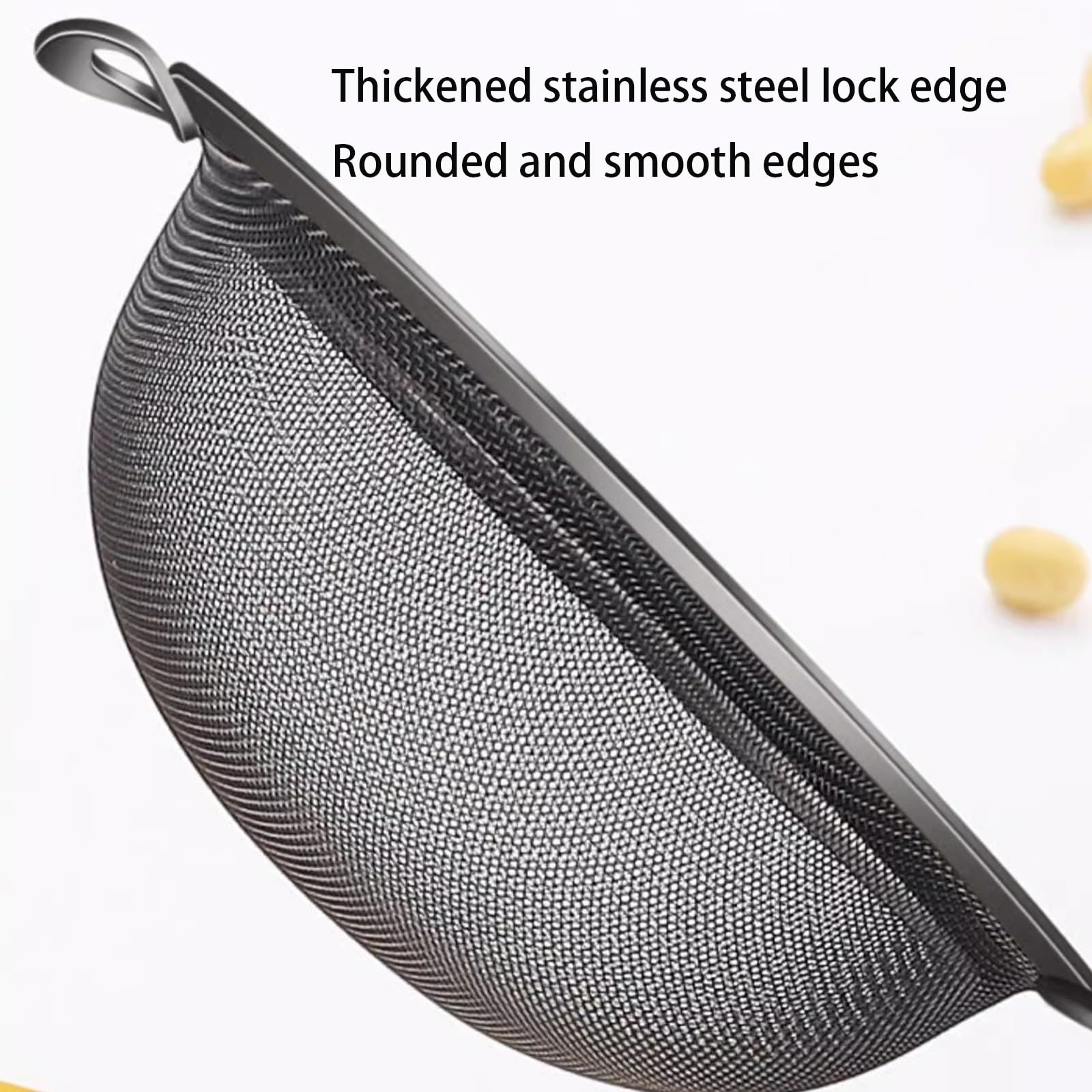 Edelstahl Seiher Sieb, Siebsieb 3er Set (8,5/11,5/15cm) Küchensieb mit verstärktem Griff zum Sieben und Abtropfen