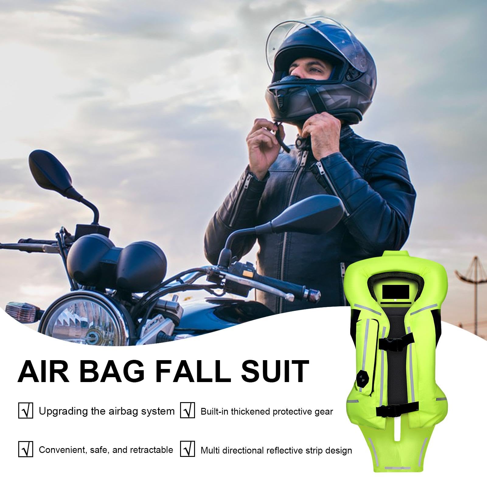 Gilet de protection pour moto, léger, avec bande réfléchissante, gonflable, professionnel