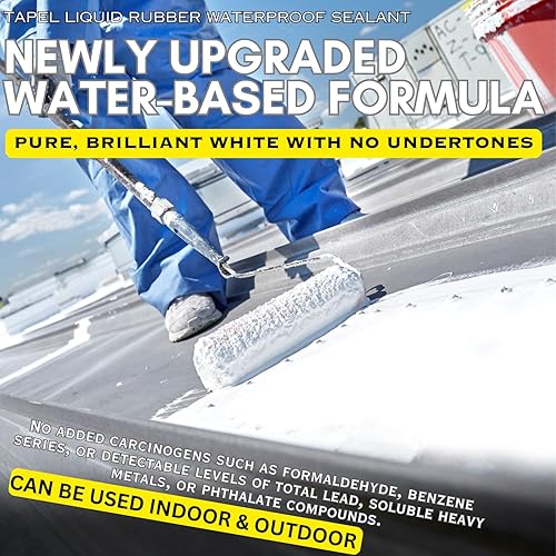 Miniatura 10 de Tapel Sellador impermeable de goma líquida para revestimiento de techo de caravana, color blanco, 3.3 libras para 32 pies cuadrados (capa