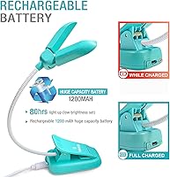 Vista 6 de Vekkia - Lámpara de lectura recargable con 14 LED para leer por la noche, luz de lectura para cuidar los ojos para libros en la cama, ajustable