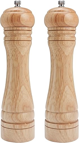 Miniatura 9 de Gulex® Molinillo de pimienta de madera, grosor ajustable, molinillo de pimienta de madera de 8 pulgadas, mecanismo de molienda de cerámica, molino