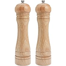 Gulex Wood Pepper Grinder Pepper Mill,Adjustable Coarseness 8 Inch Wooden Peppermill, Ceramic Grinding Mechanism Salt Mill Refillable 1 pack Light-2PC