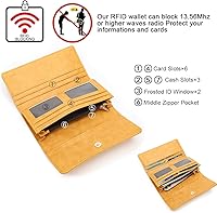 Vista 34 de Aphison - Cartera larga de cuero suave RFID para mujer, con caja de regalo