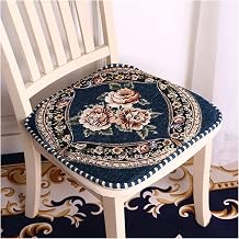ZTGL Dining Kitchen Luxury Chenille Soft Chair Cushions, European Style Seat Cushions Chair Pad with Tie, Washable Floral Seat Pad Cushion Pillow for Outdoor Home Office,Blue,43x45cm