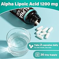 Vista 5 de Ácido alfa lipoico 1000 mg Suplemento de apoyo nervioso 6 en 1 con benfotiamina, B1, B12, semilla de uva y ubiquinol sin OMG, 60 cápsulas